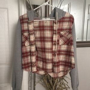 Plaid Sweatshirt Jacket